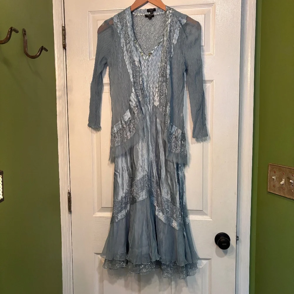 Light Blue Komarov Dress and Cardigan Set - Picture 1 of 15